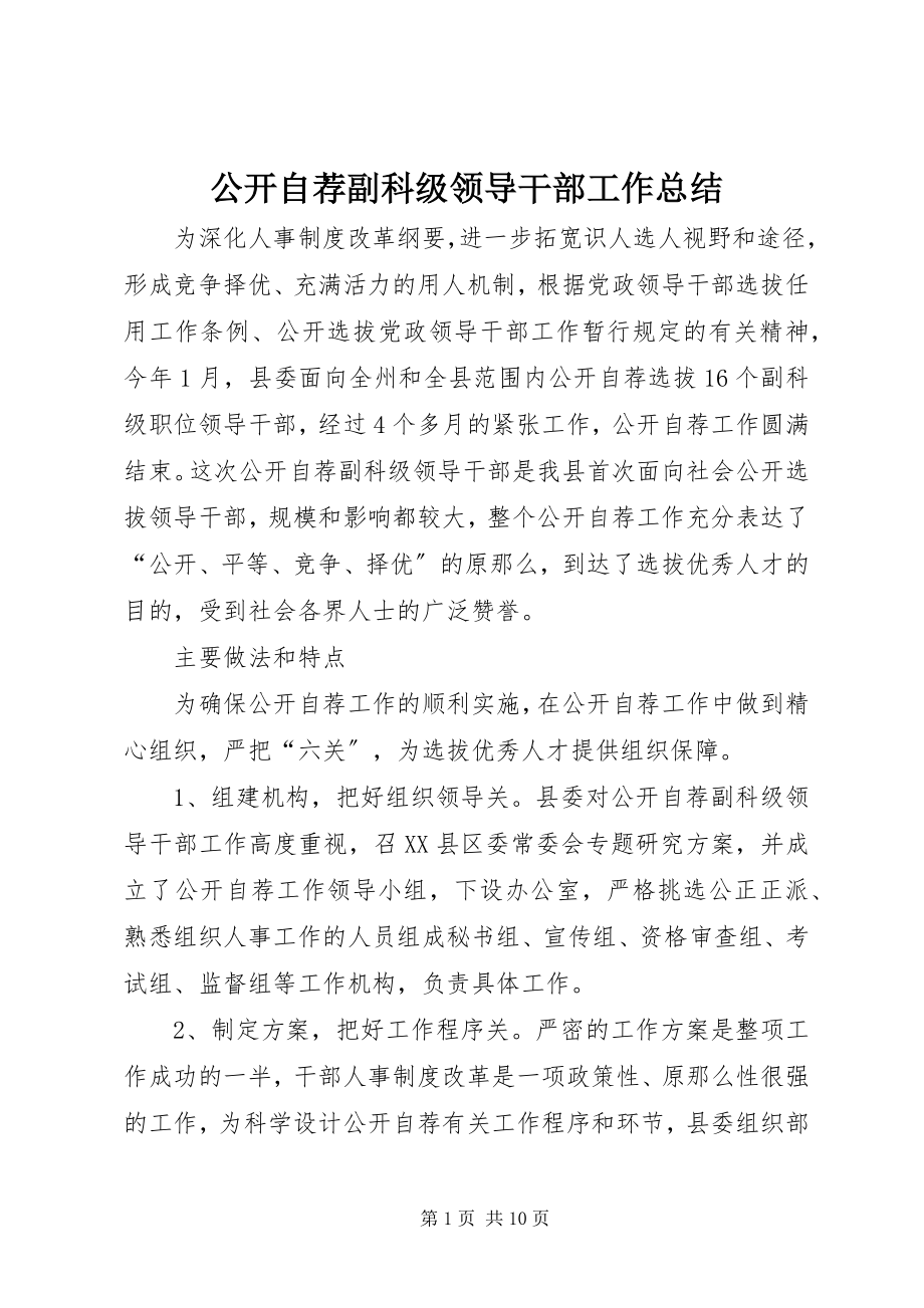 2023年公开自荐副科级领导干部工作总结.docx_第1页