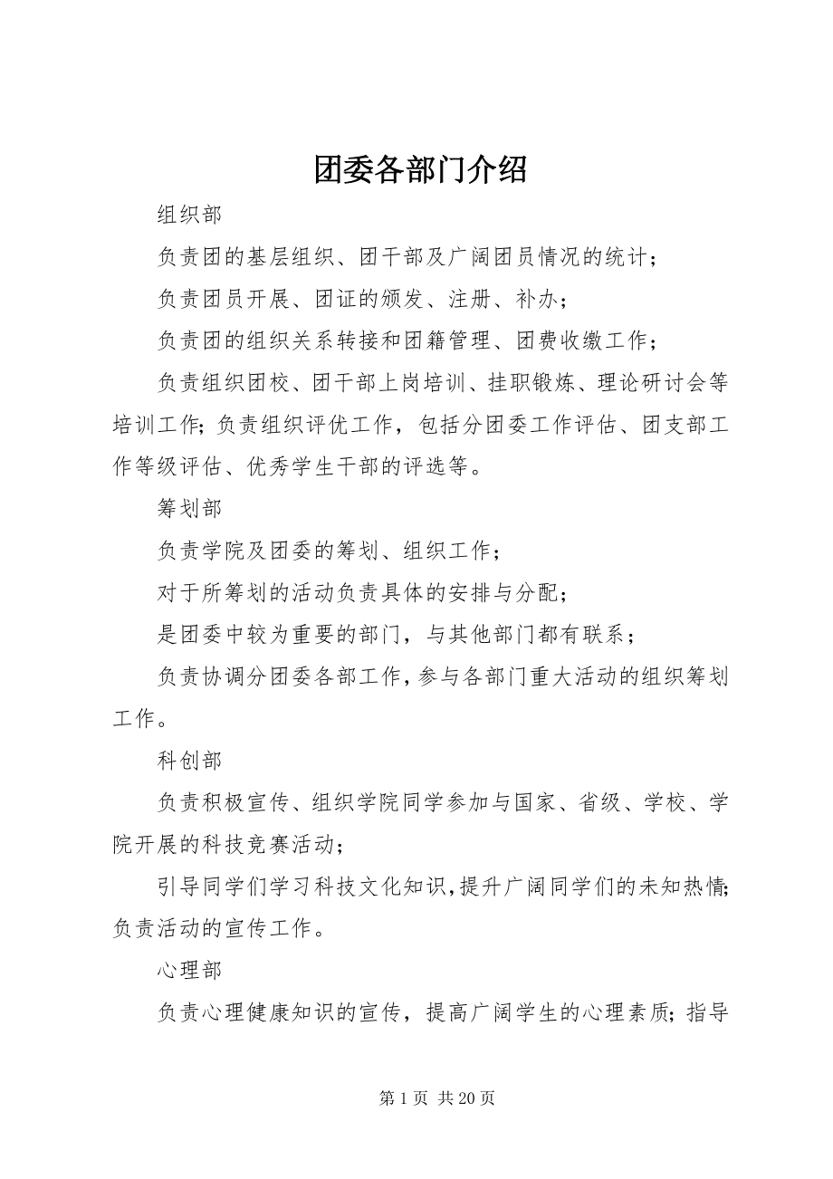 2023年团委各部门介绍.docx_第1页