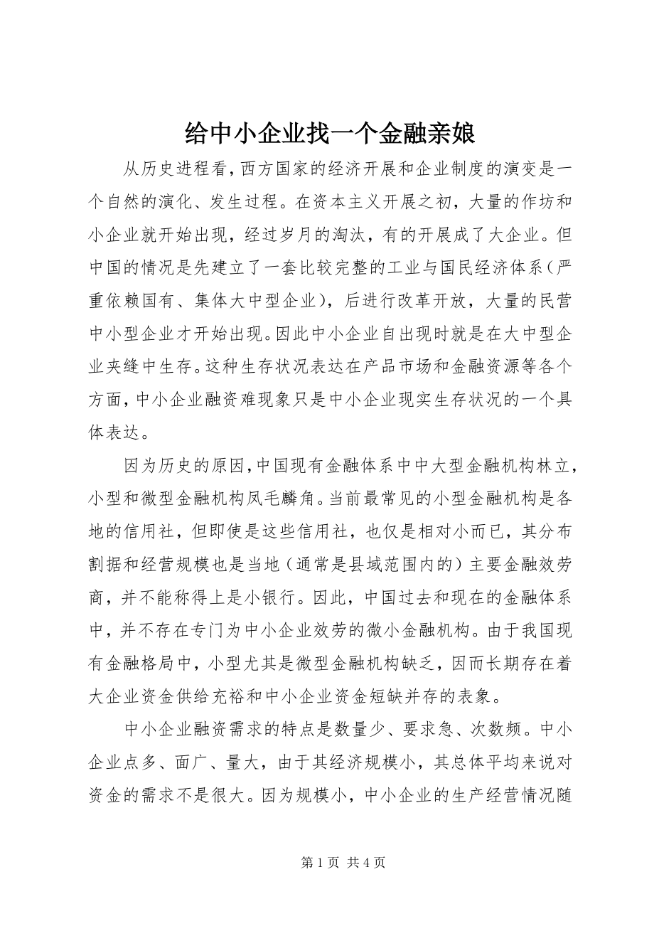 2023年给中小企业找一个金融亲娘.docx_第1页