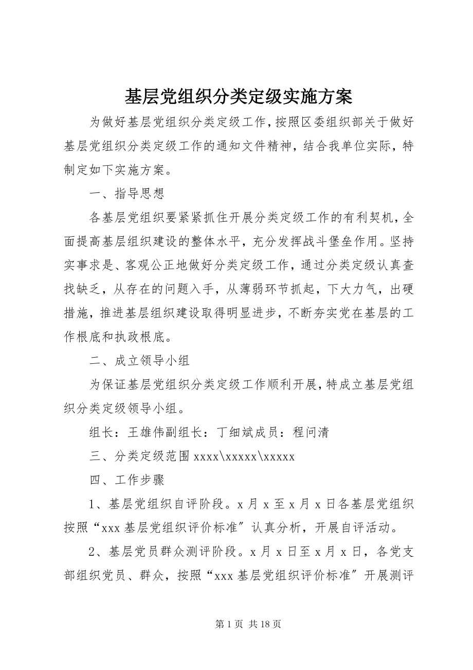 2023年基层党组织分类定级实施方案.docx_第1页