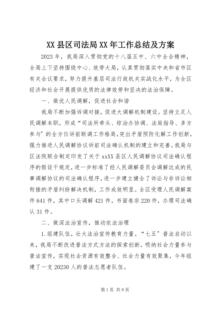 2023年XX县区司法局工作总结及计划新编.docx_第1页