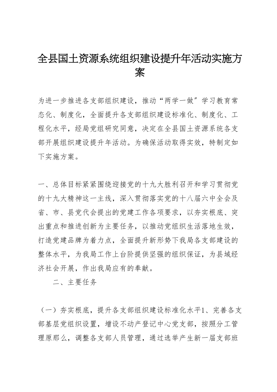 2023年全县国土资源系统组织建设提升年活动实施方案.doc_第1页