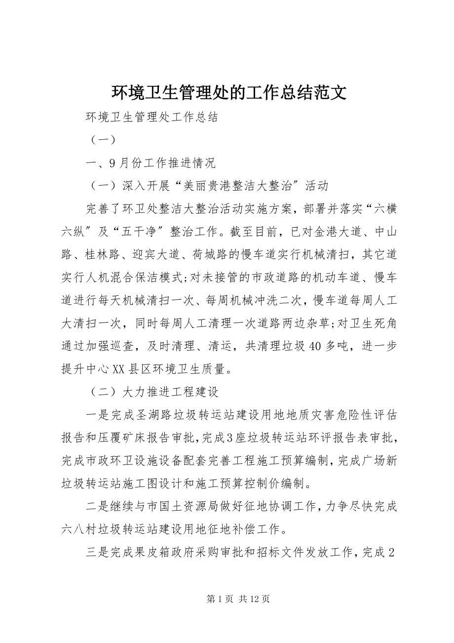 2023年环境卫生管理处的工作总结.docx_第1页