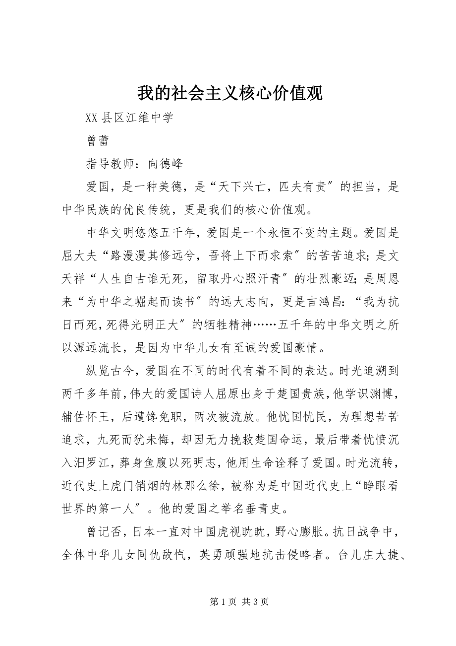 2023年我的社会主义核心价值观.docx_第1页