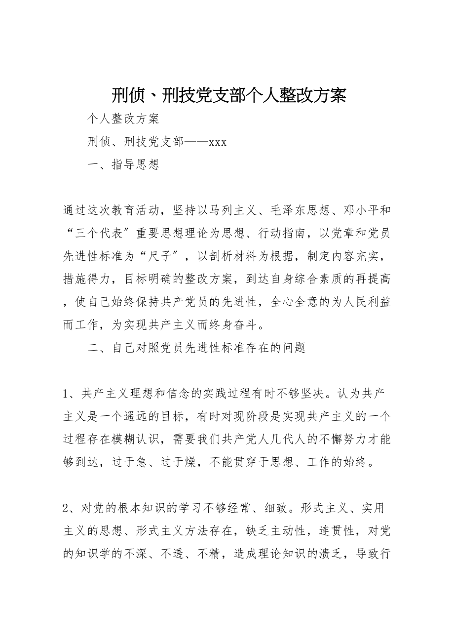 2023年刑侦刑技党支部个人整改方案 3.doc_第1页