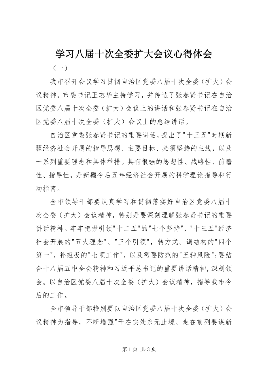 2023年学习八届十次全委扩大会议心得体会.docx_第1页