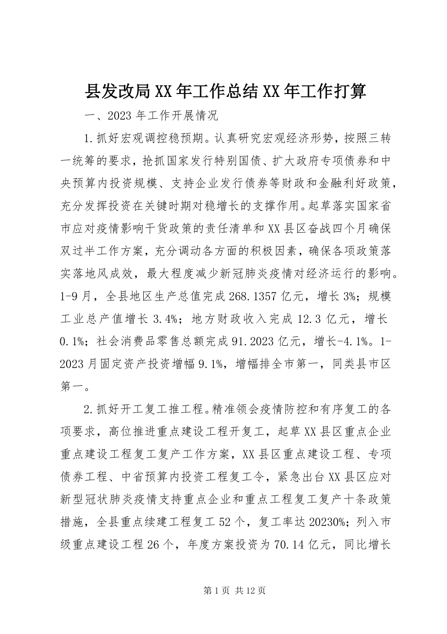 2023年县发改局工作总结工作打算.docx_第1页