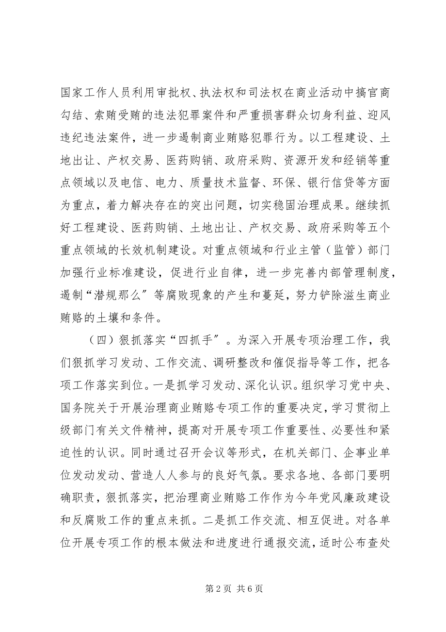 2023年治理商业贿赂专项工作情况汇报.docx_第2页