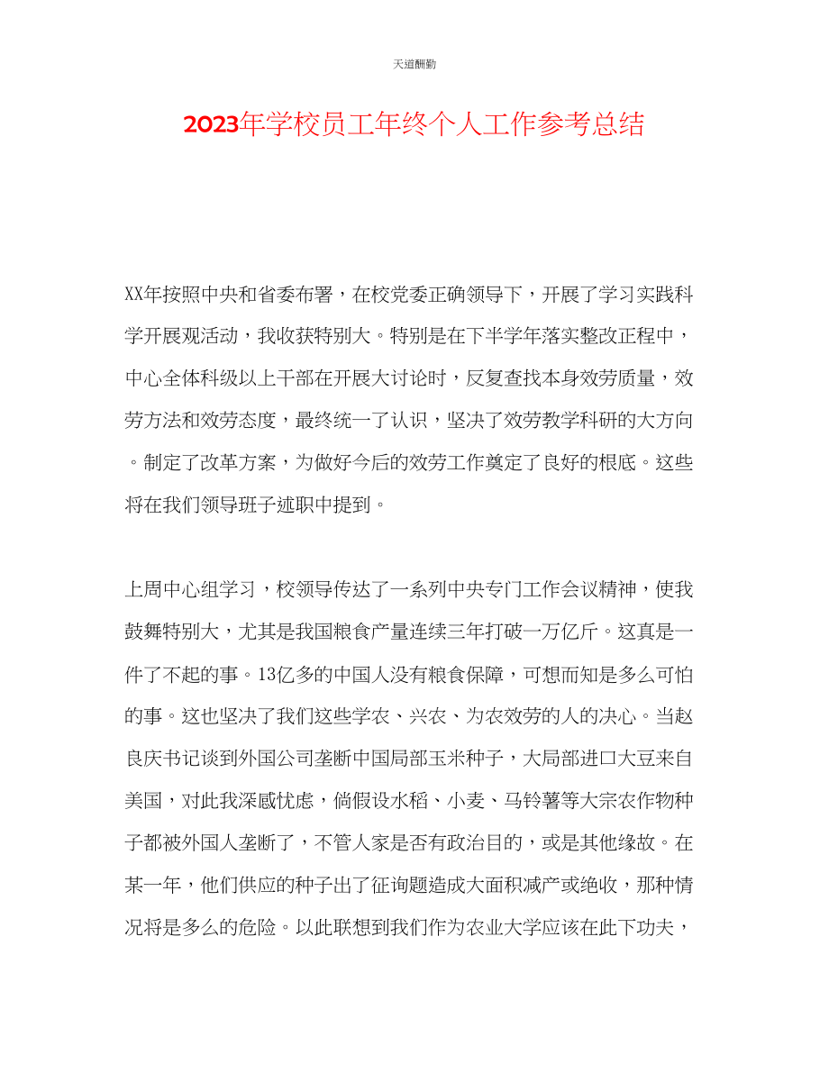 2023年学校员工终个人工作总结.docx_第1页