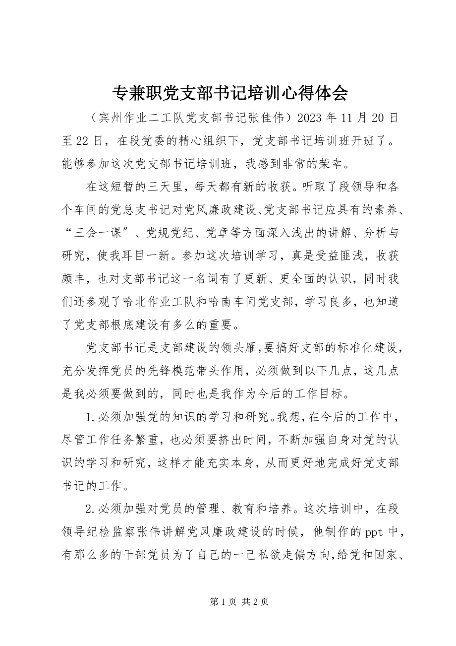 2023年专兼职党支部书记培训心得体会.docx_第1页