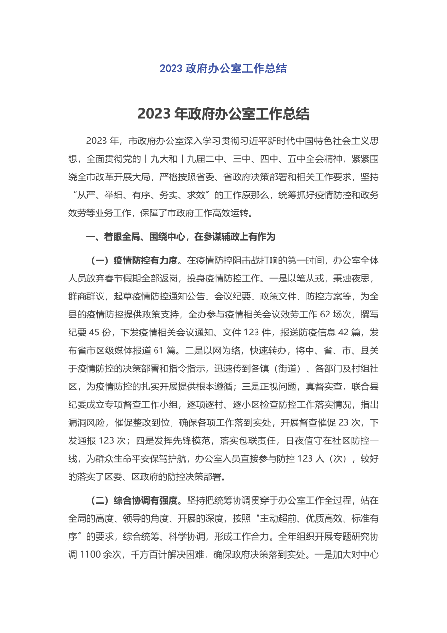 2023年政府办公室工作总结.docx_第1页