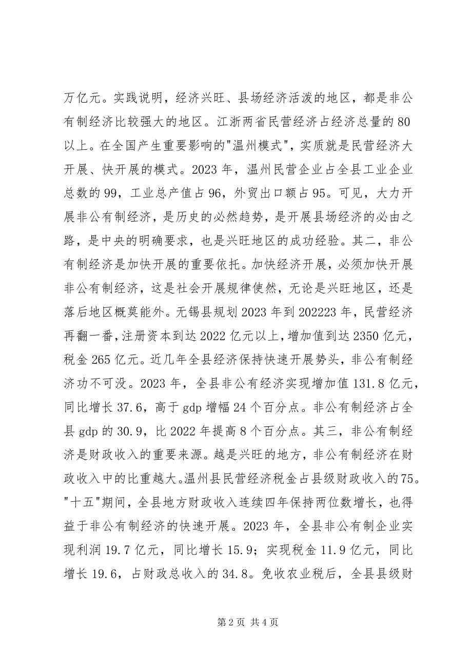 2023年在全县发展非公有制经济暨工业经济工作会议上的致辞.docx_第2页