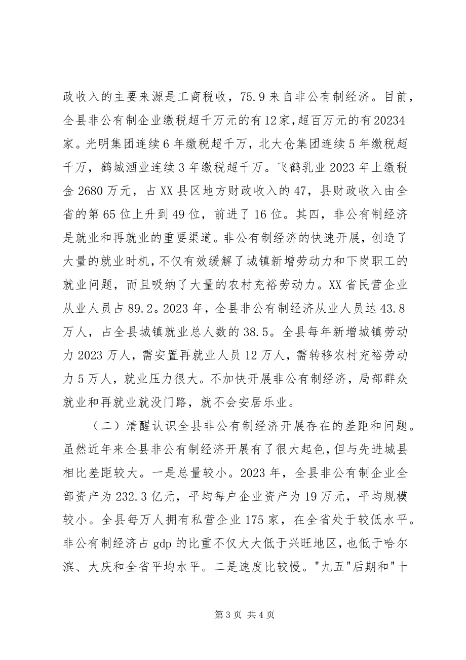 2023年在全县发展非公有制经济暨工业经济工作会议上的致辞.docx_第3页