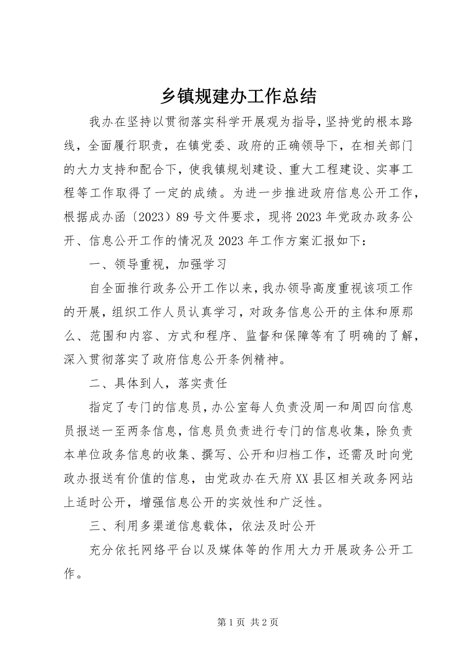 2023年乡镇规建办工作总结.docx_第1页