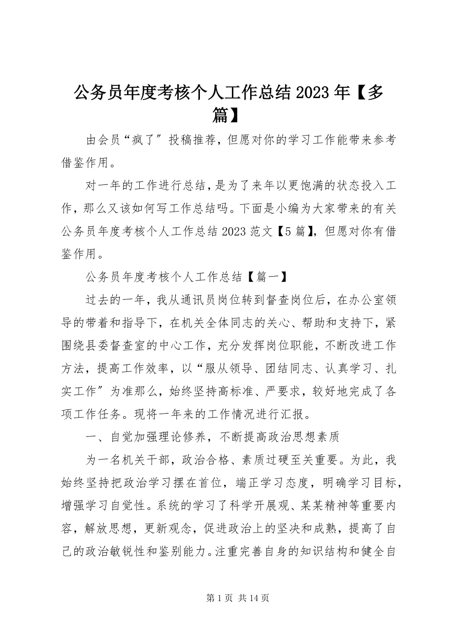 2023年公务员年度考核个人工作总结某年多篇.docx_第1页