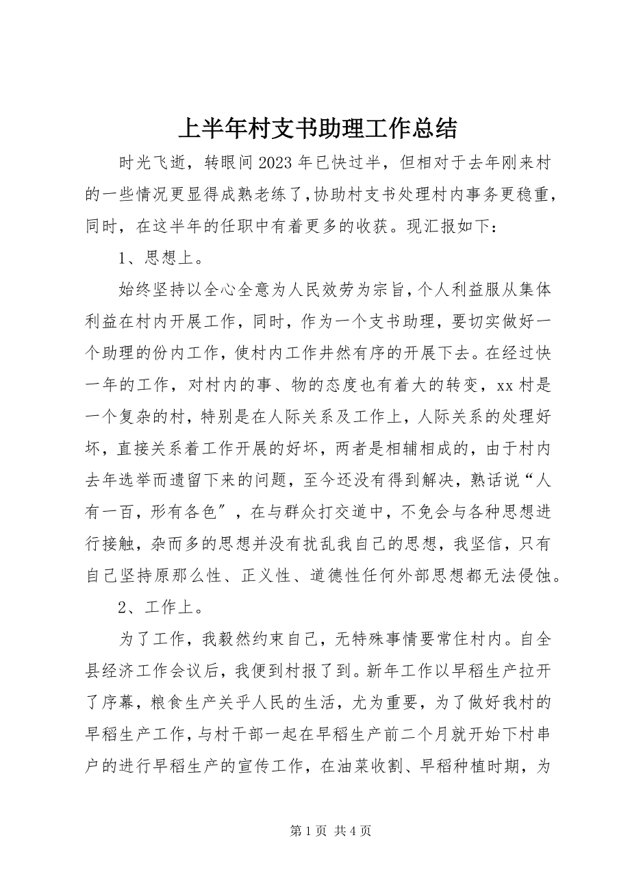 2023年上半年村支书助理工作总结.docx_第1页