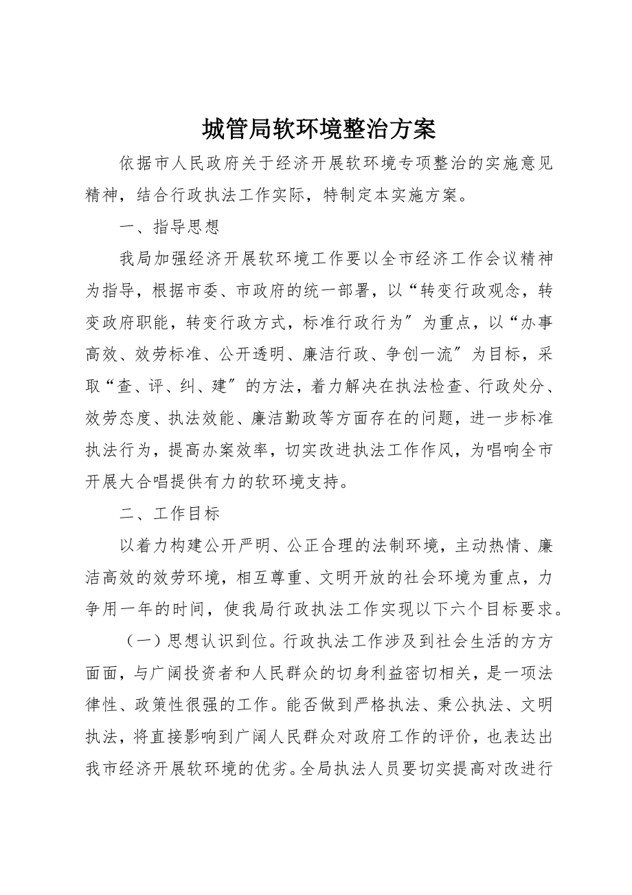 2023年城管局软环境整治方案.docx_第1页