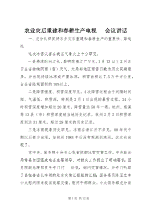 2023年农业灾后重建和春耕生产电视电话会议致辞.docx