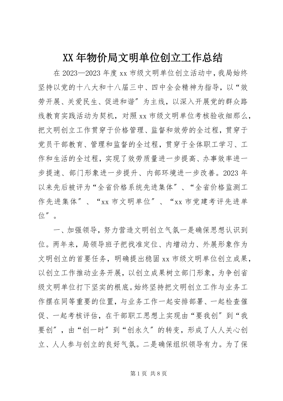 2023年物价局文明单位创建工作总结.docx_第1页