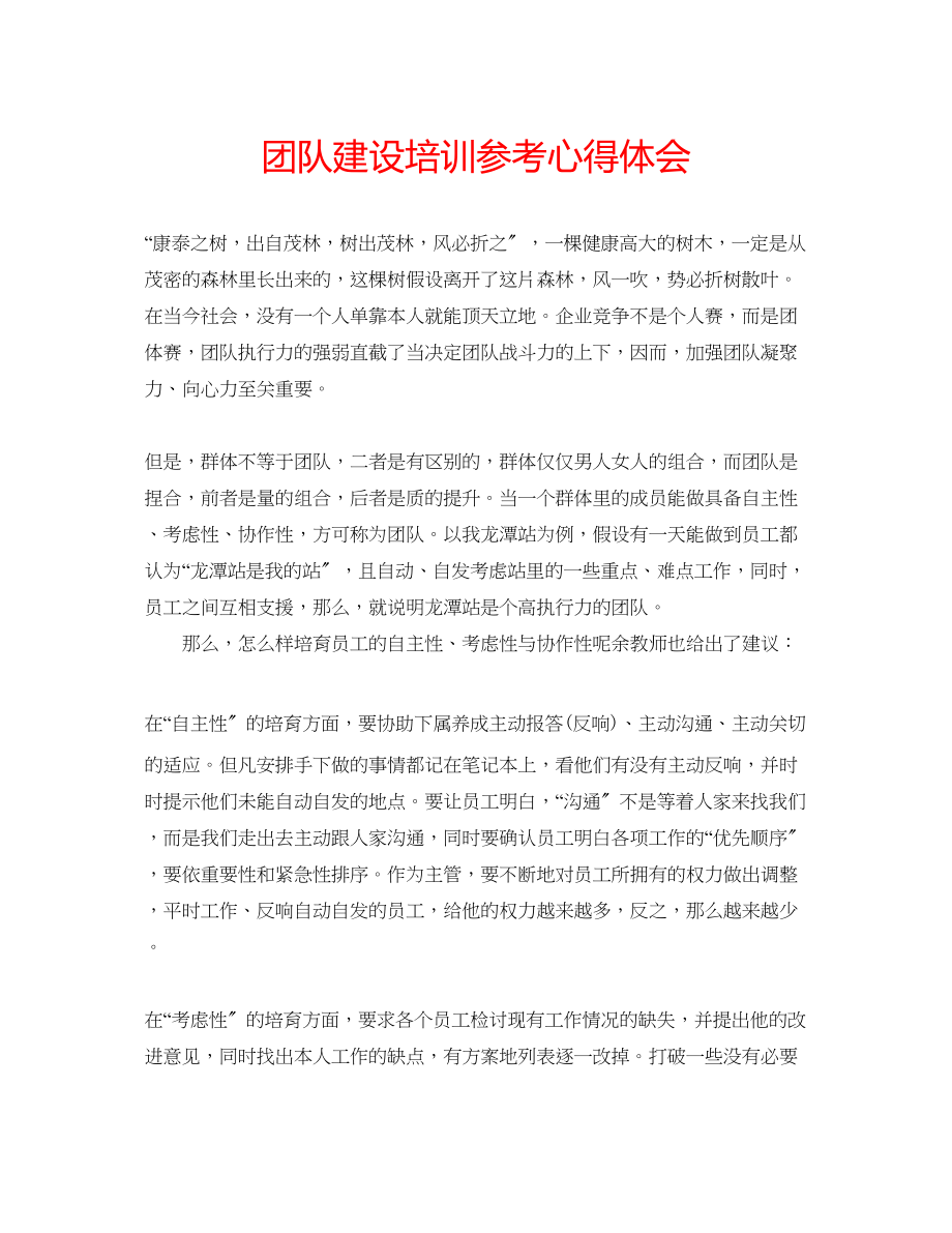 2023年团队建设培训心得体会.docx_第1页