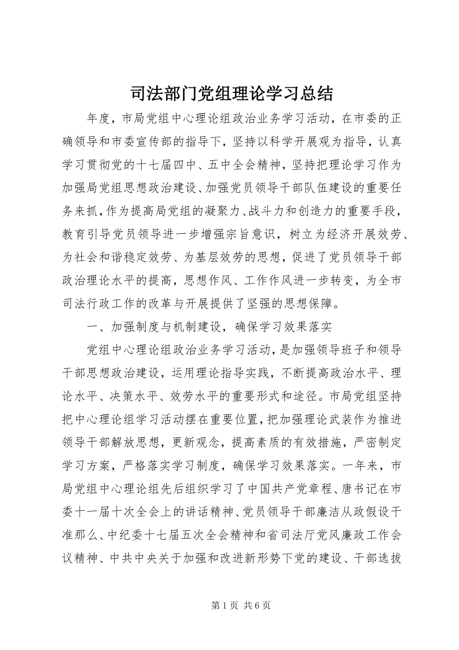 2023年司法部门党组理论学习总结.docx_第1页