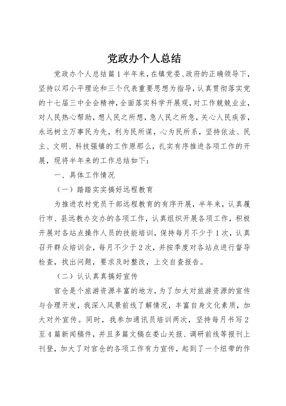 2023年党政办个人总结.docx_第1页