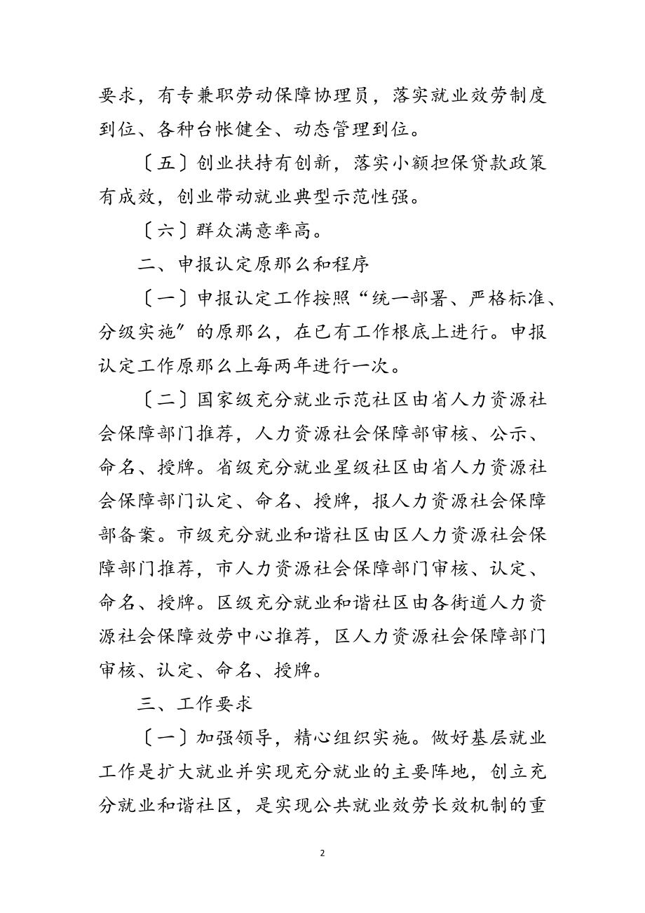 2023年人保系统充分就业和谐社区创建通知范文.doc_第2页