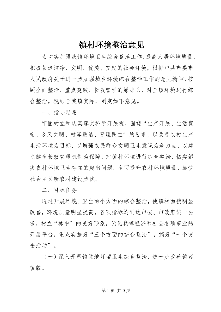 2023年镇村环境整治意见.docx_第1页