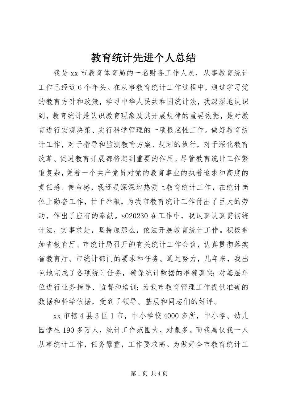 2023年教育统计先进个人总结.docx_第1页