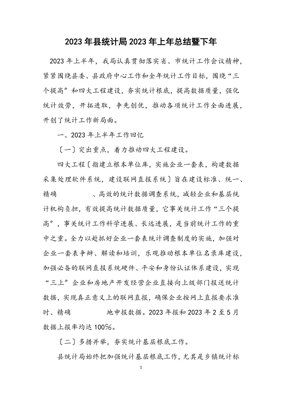 2023年县统计局2023年上年总结暨下年计划.docx_第1页