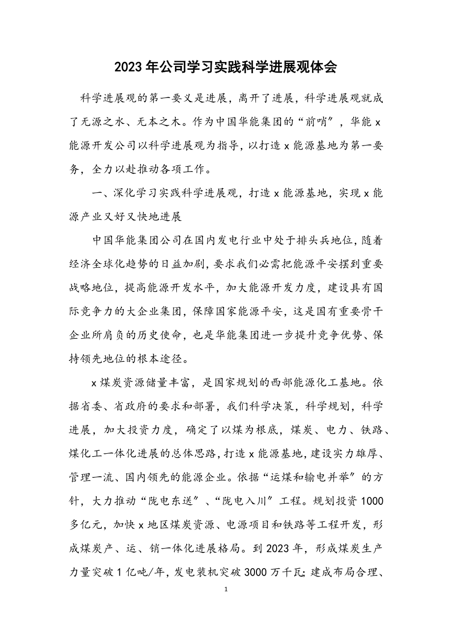 2023年公司学习实践科学发展观体会.docx_第1页