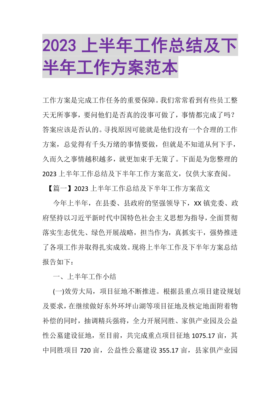 2023年上半年工作总结及下半年工作计划范本2.doc_第1页