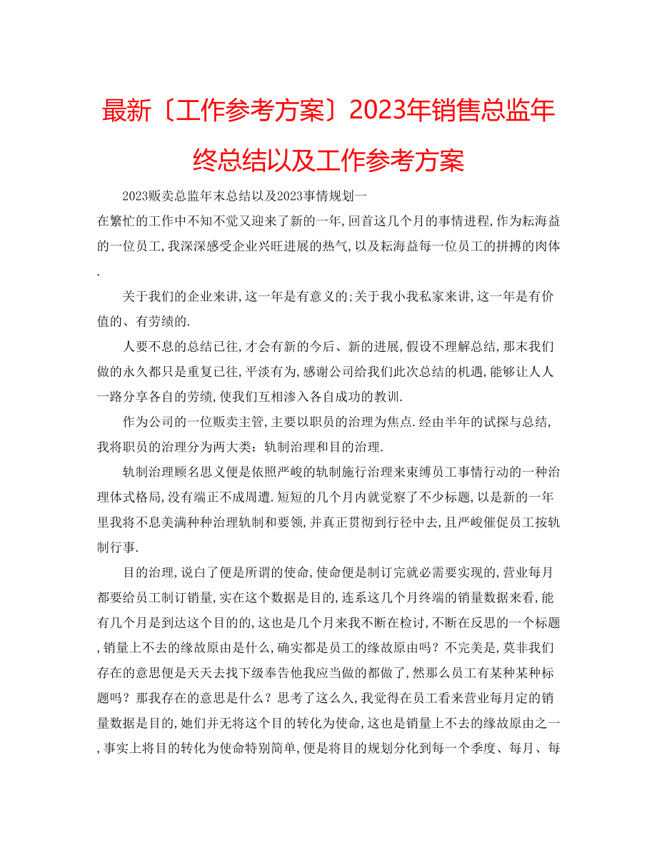 2023年销售总监终总结以及工作计划.docx_第1页