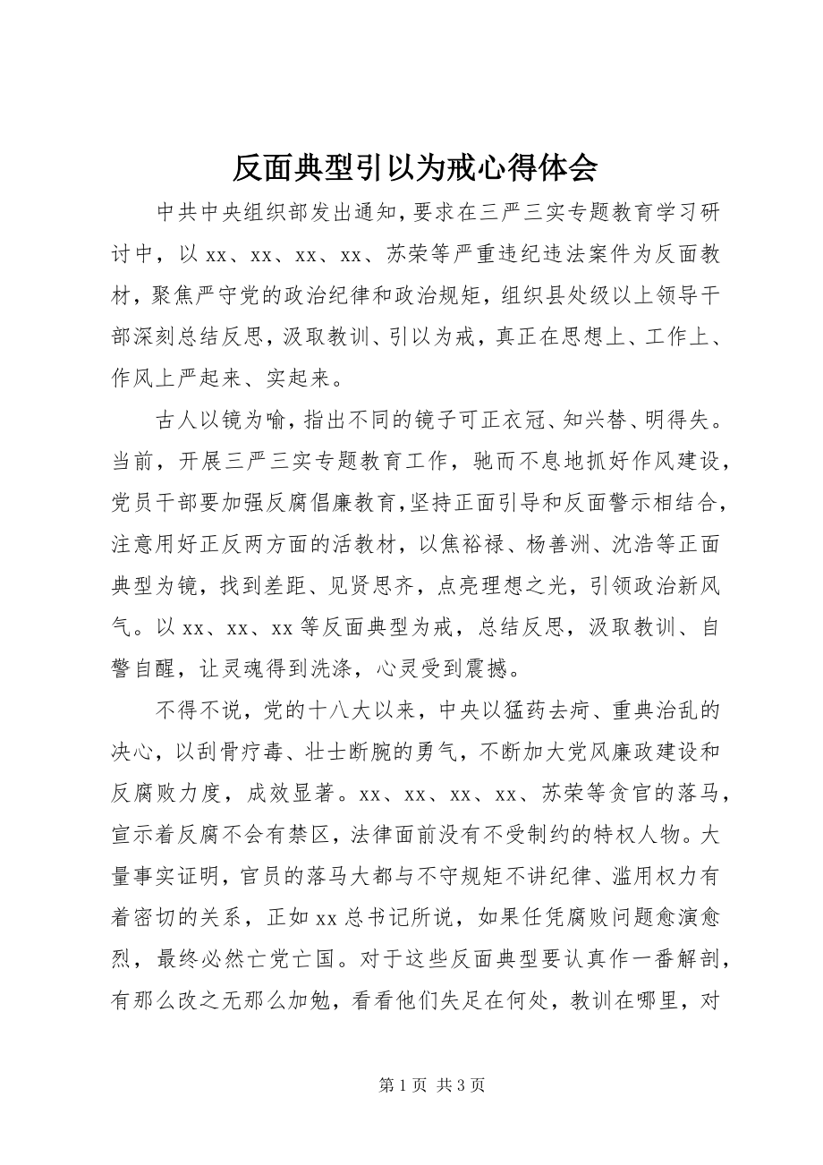 2023年反面典型引以为戒心得体会.docx_第1页