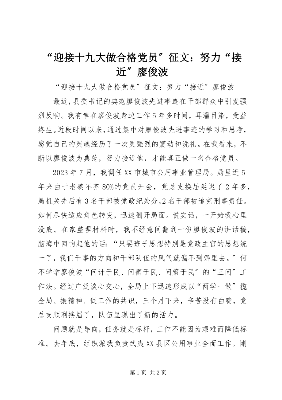 2023年“迎接十九大做合格党员”征文努力“接近”廖俊波.docx_第1页