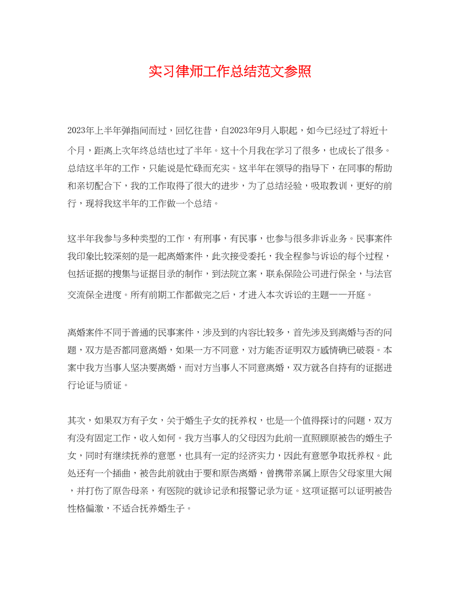 2023年实习律师工作总结参照.docx_第1页