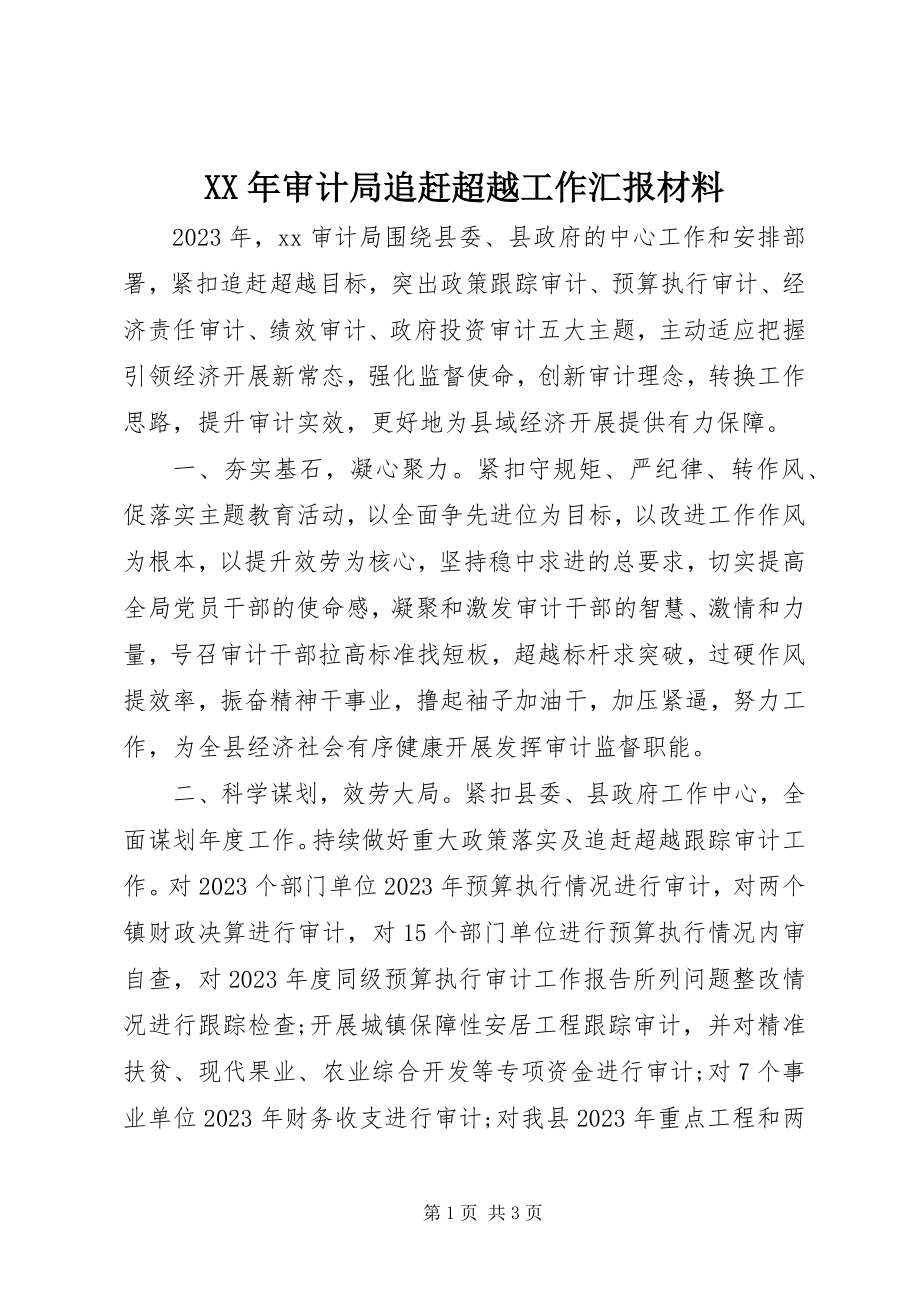 2023年审计局追赶超越工作汇报材料.docx_第1页