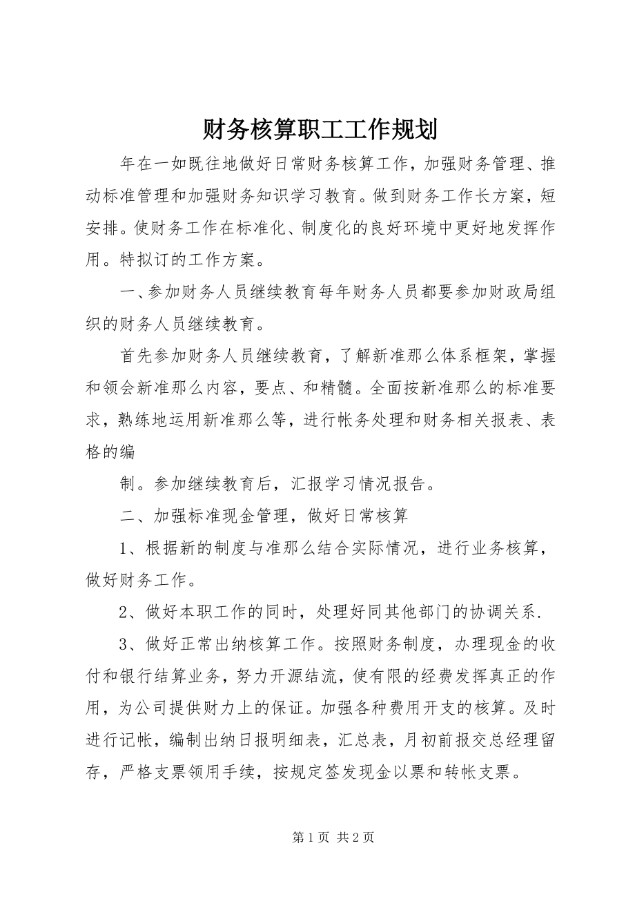 2023年财务核算职工工作规划.docx_第1页