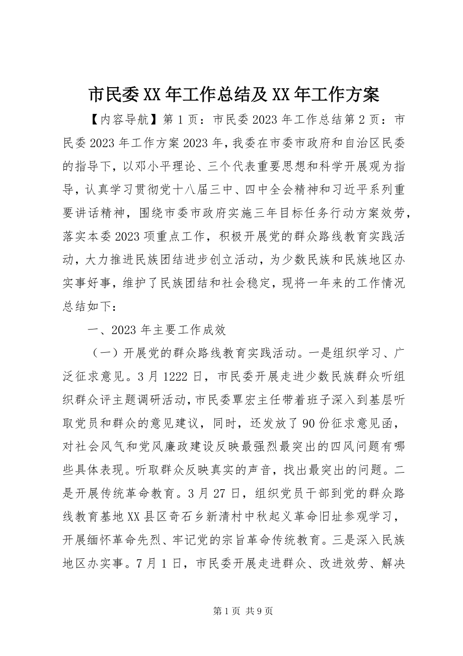 2023年市民委工作总结及工作计划.docx_第1页