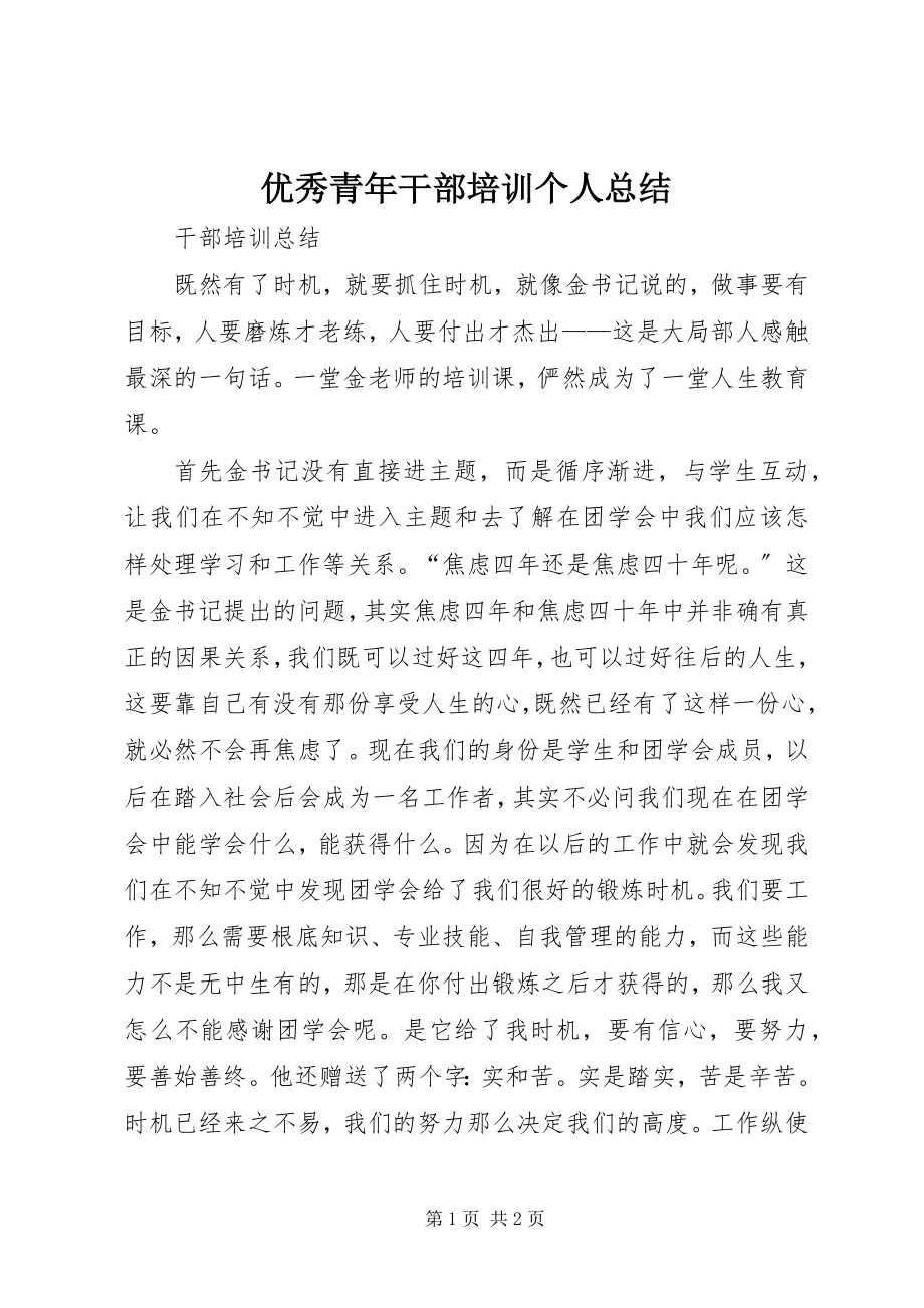 2023年优秀青年干部培训个人总结.docx_第1页