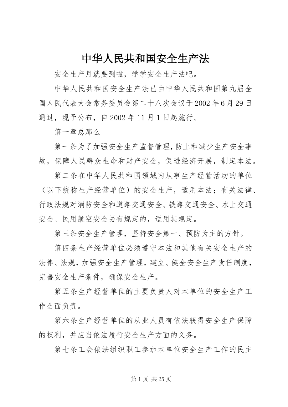 2023年《中华人民共和国安全生产法》.docx_第1页