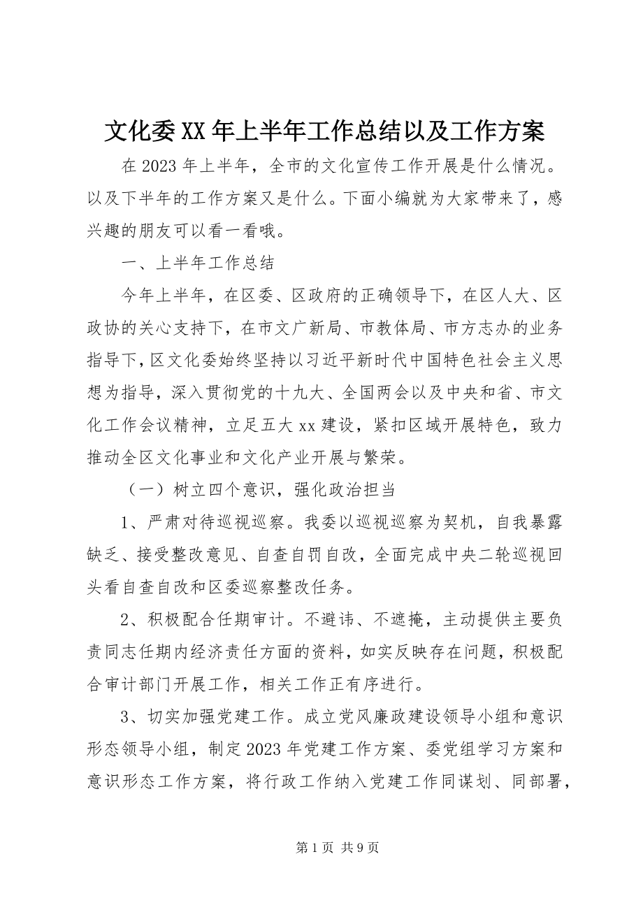 2023年文化委上半年工作总结以及工作计划.docx_第1页