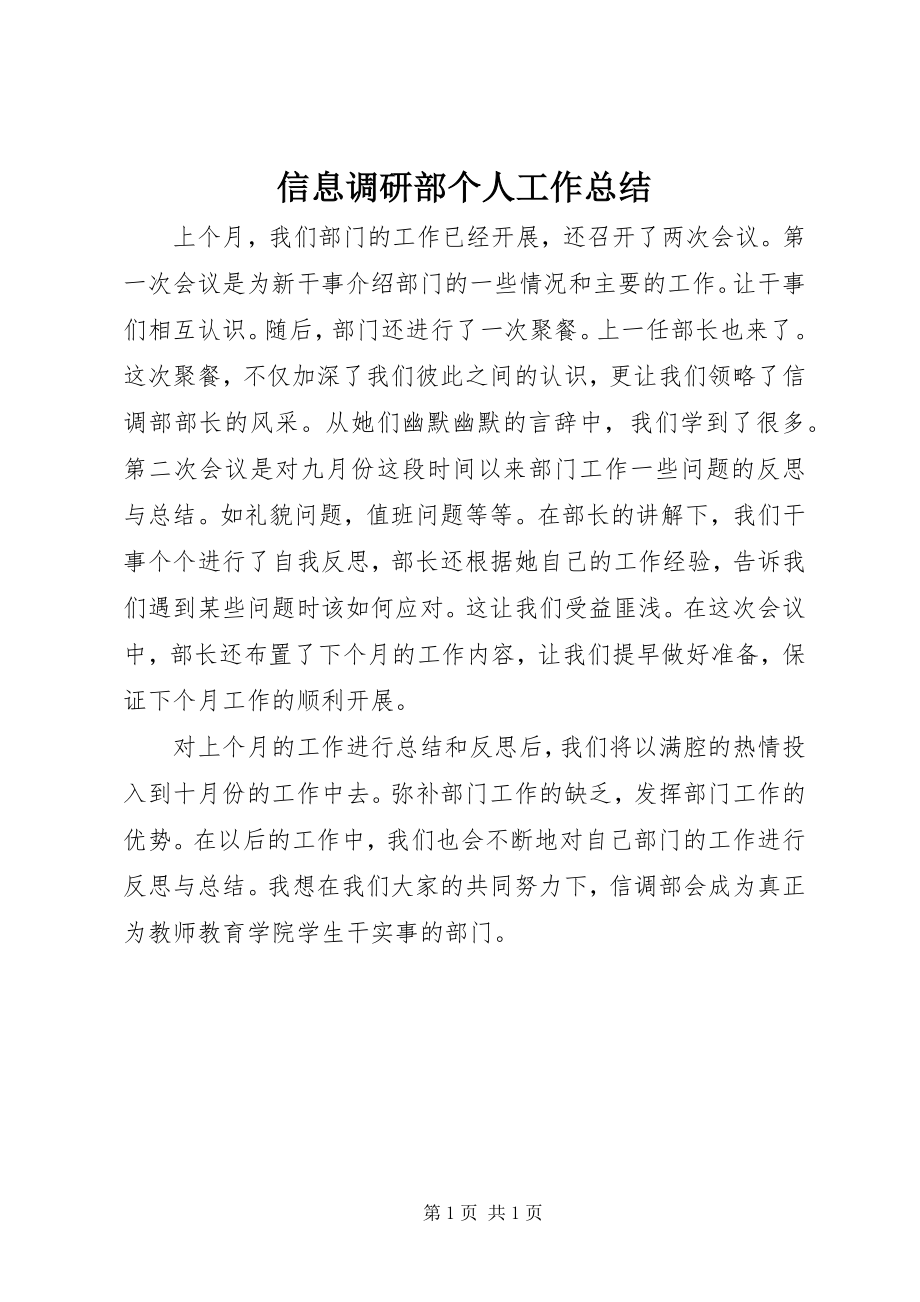 2023年信息调研部个人工作总结.docx_第1页