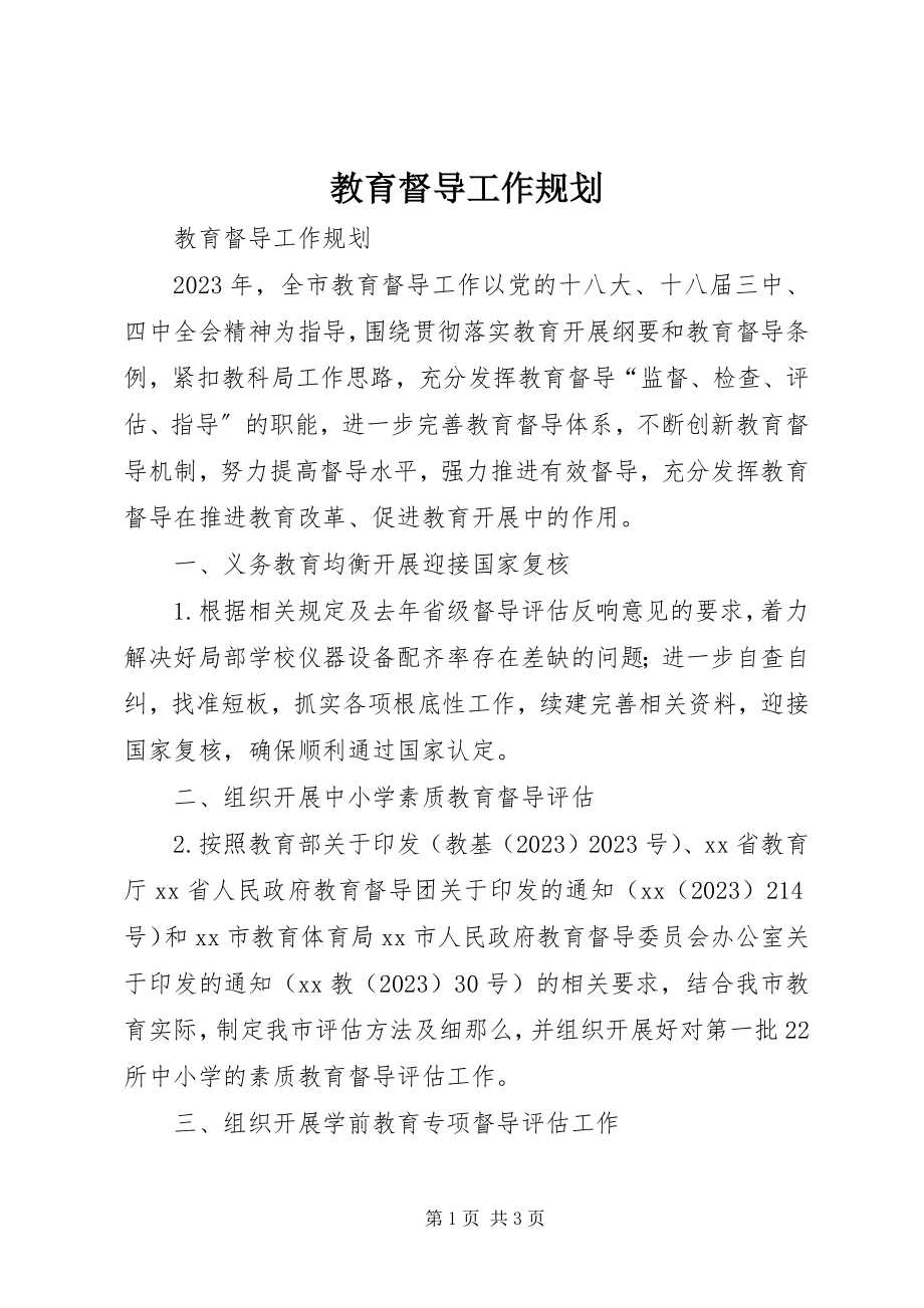 2023年教育督导工作规划.docx_第1页