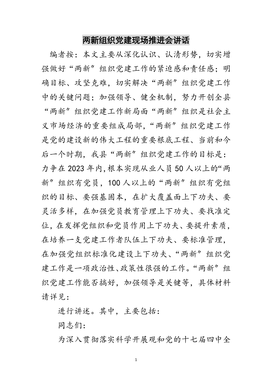 2023年两新组织党建现场推进会讲话范文.doc_第1页