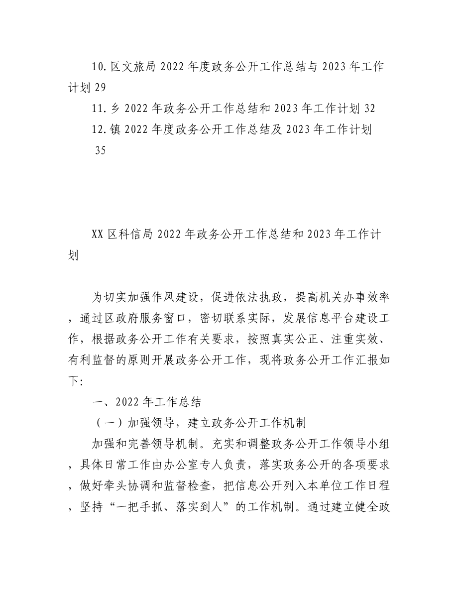 (12篇)2022年政务公开工作总结及2023年工作计划汇编.docx_第2页