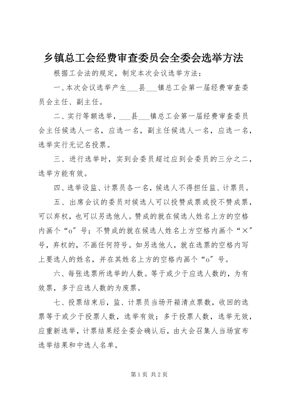 2023年乡镇总工会经费审查委员会全委会选举办法.docx_第1页