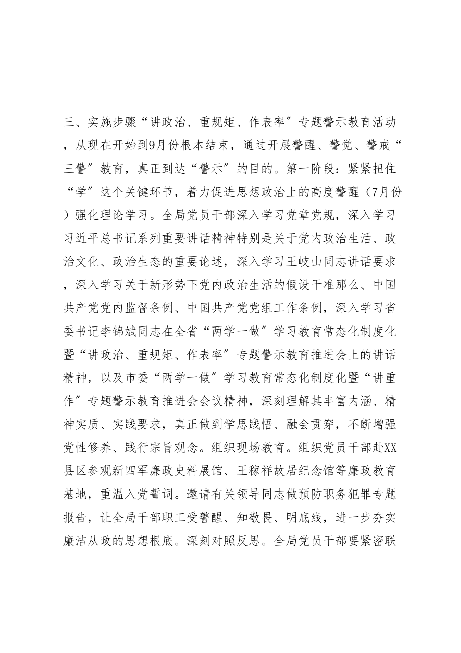 2023年商务局讲政治重规矩作表率专题警示教育活动方案.doc_第3页