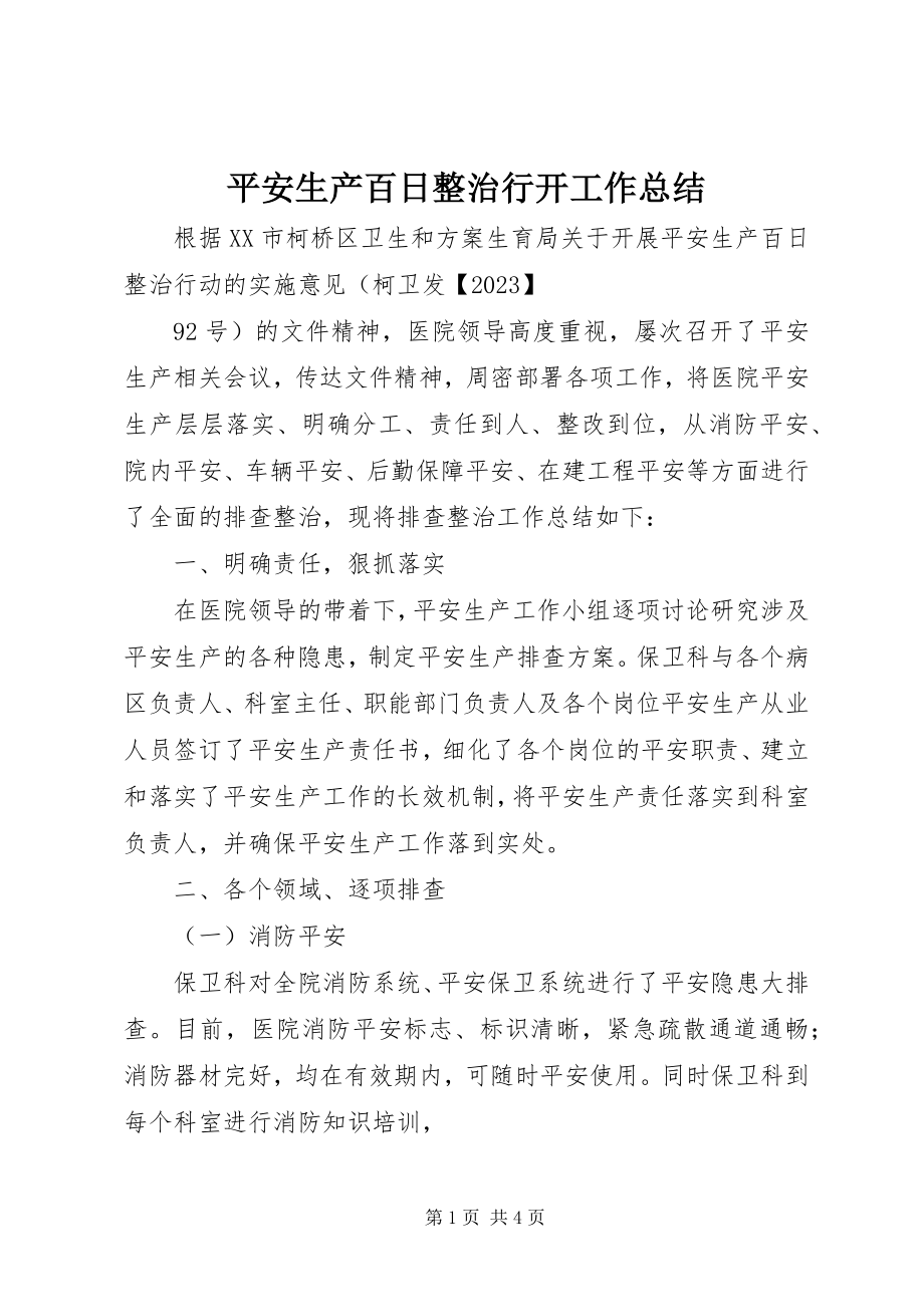 2023年安全生产百日整治行动工作总结新编.docx_第1页