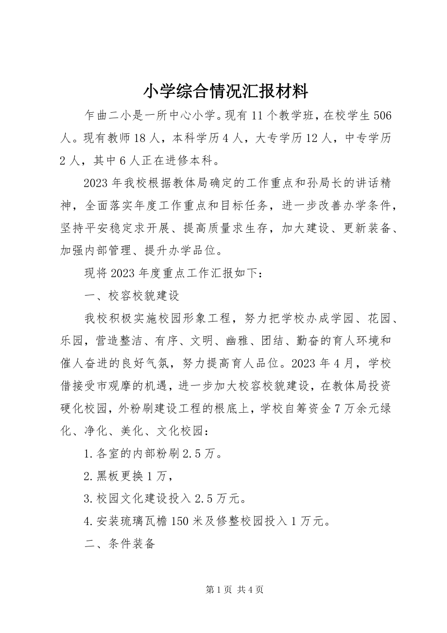 2023年小学综合情况汇报材料.docx_第1页